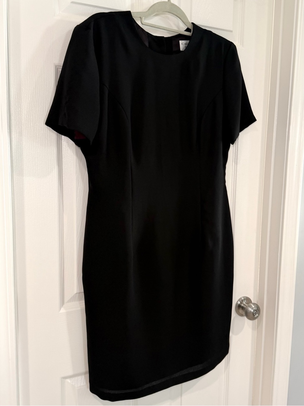 VTG 80s/90s Carroll Reed Black Sheath Lined Button Back Dress 10  Retro Classic